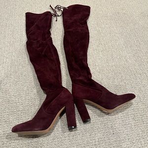 Jean-Michel Cazabat thigh high burgundy suede boots